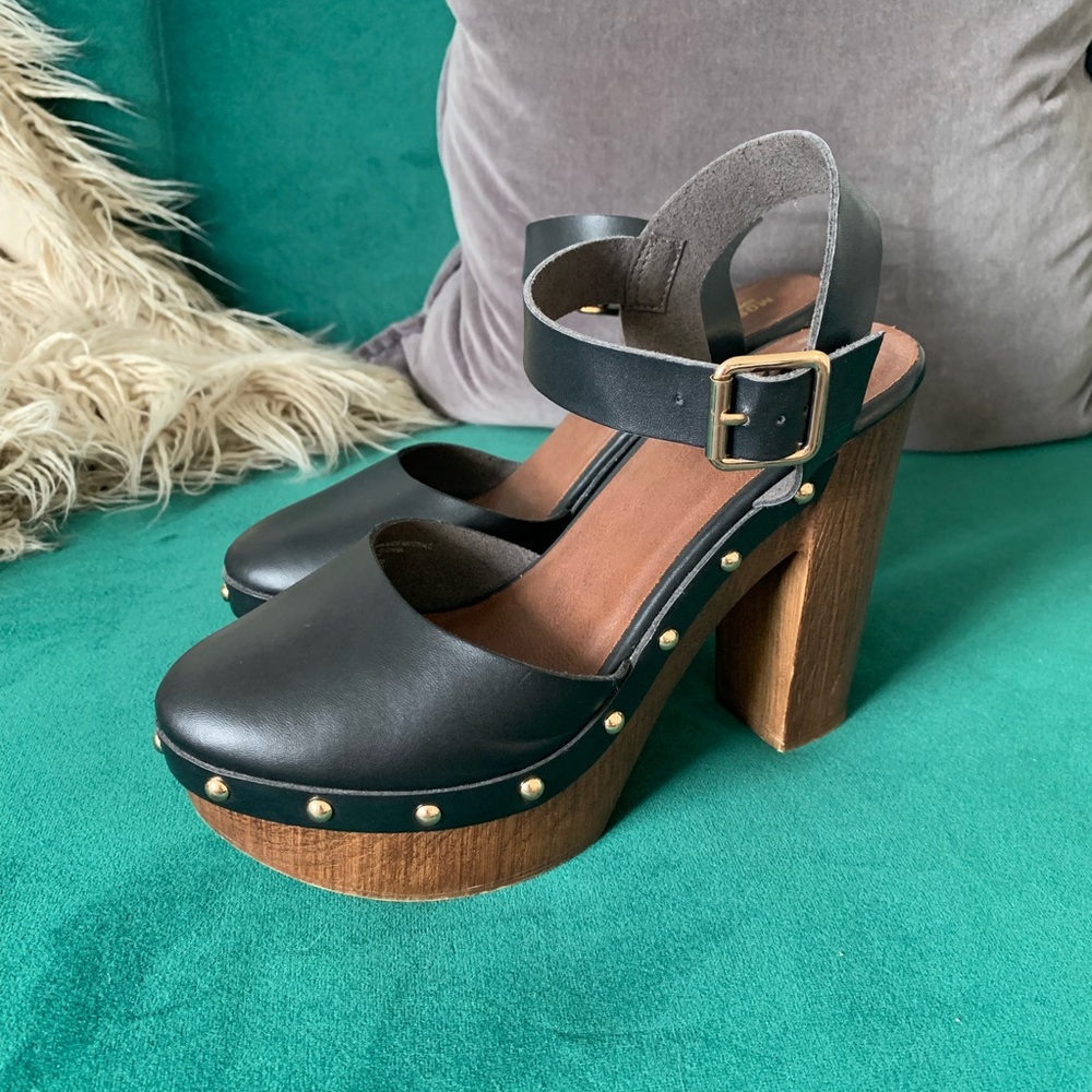 Black Wood Block Heels